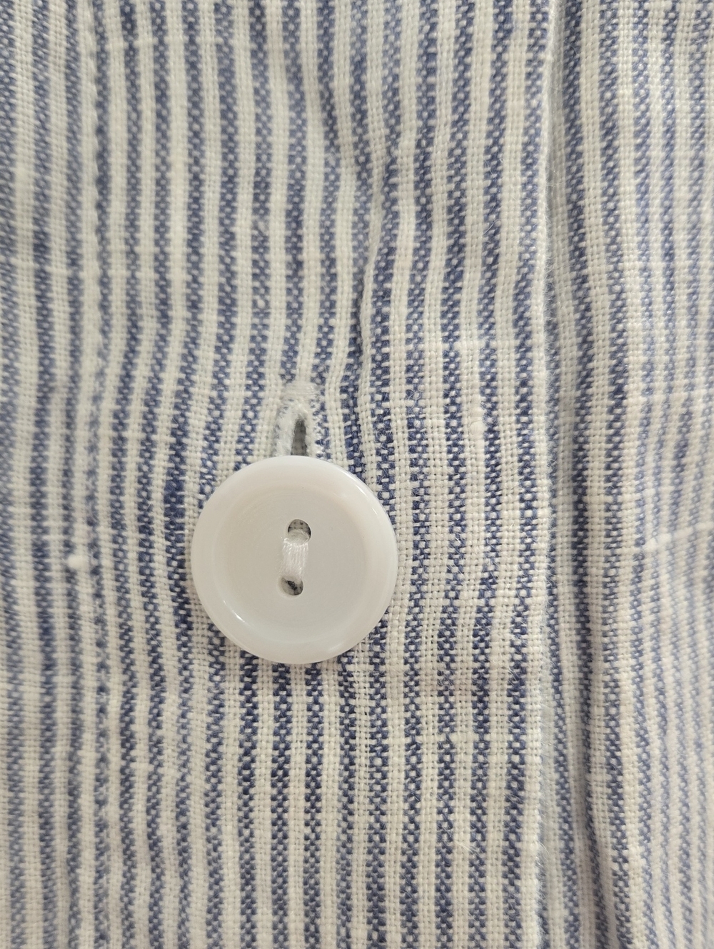 Quince-NWT-100% European Linen Button Front Dress in Blue Pin Stripe-Size XL - Picture 9 of 16